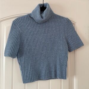 ZARA | Women's Short Sleeve Ribbed Knit Sweater Turtleneck Wool Size Medium